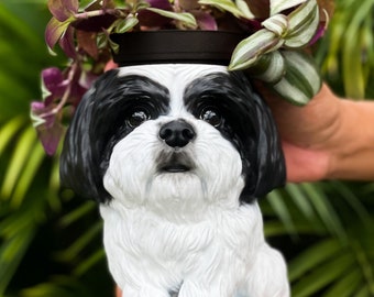 Shih Tzu - Personalized dog planter, gift for dog friends, personalized gift for dog and plant lovers Dog in arts - DogInArts