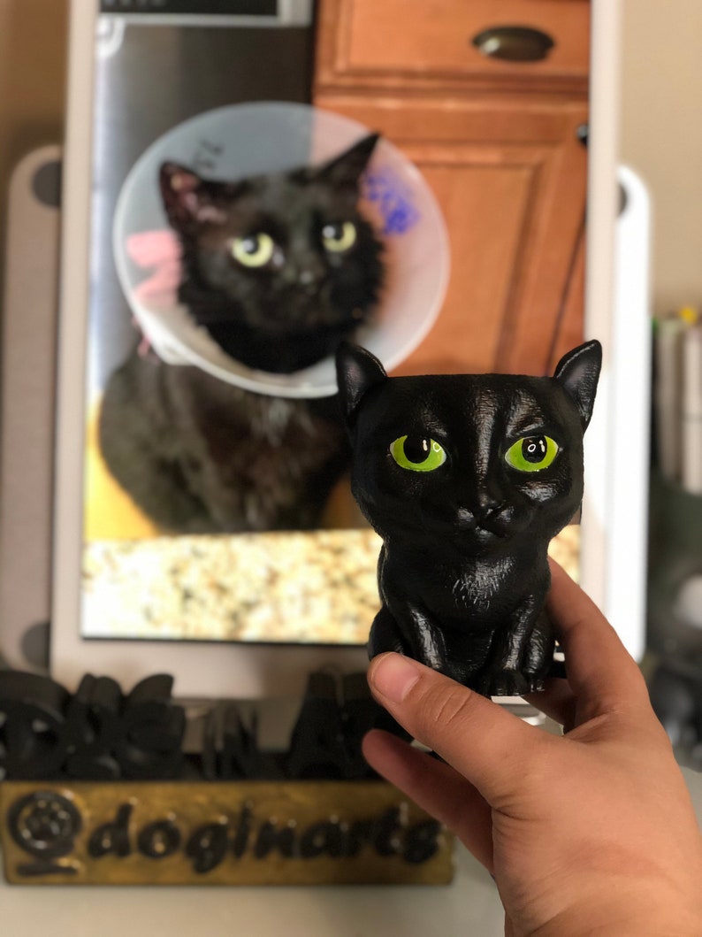 Personalized Cats figurine hand painted while using your photos as a reference Personalized cat sculpture for plants Cats