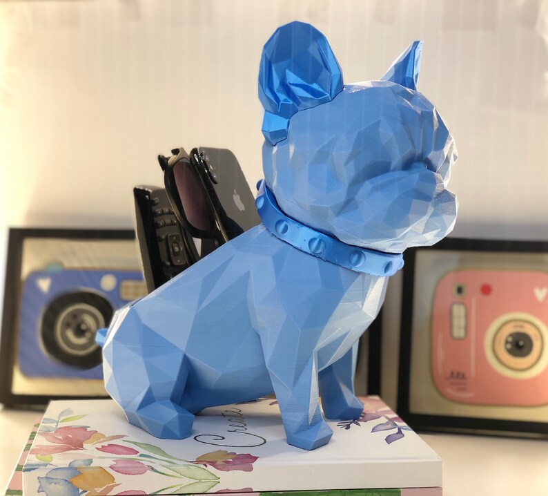 French Bulldog Desktop Organizer, 3D Printed, Makeup Organizer, Modern Art, Pen Organizer, Pen Holder, decoration figure image 5