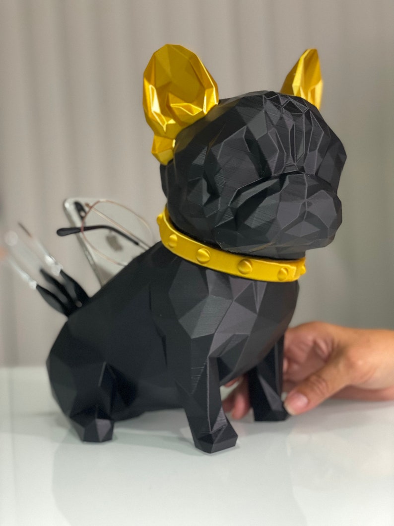 French Bulldog Desktop Organizer, 3D Printed, Makeup Organizer, Modern Art, Pen Organizer, Pen Holder, decoration figure image 1