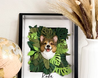 Pet portrait - 3D Framed Artworks with your dog's face, Custom Original Pet Portrait, memorial pet, unique pet, custom portrait artwork