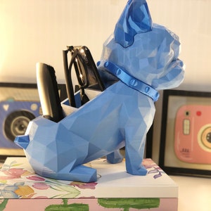 French Bulldog Desktop Organizer, 3D Printed, Makeup Organizer, Modern Art, Pen Organizer, Pen Holder, decoration figure image 4