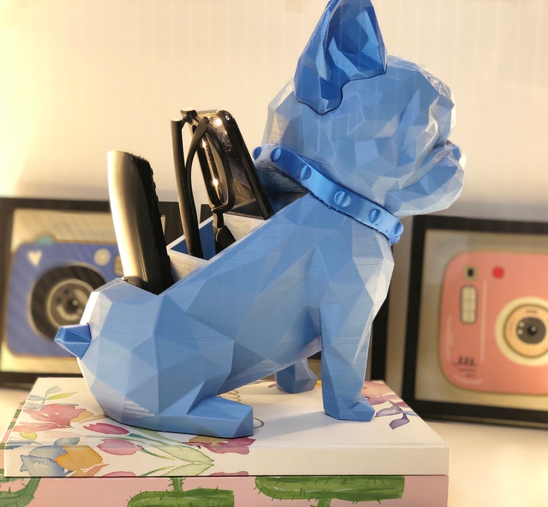 French Bulldog Desktop Organizer, 3D Printed, Makeup Organizer, Modern Art, Pen Organizer, Pen Holder, decoration figure image 4