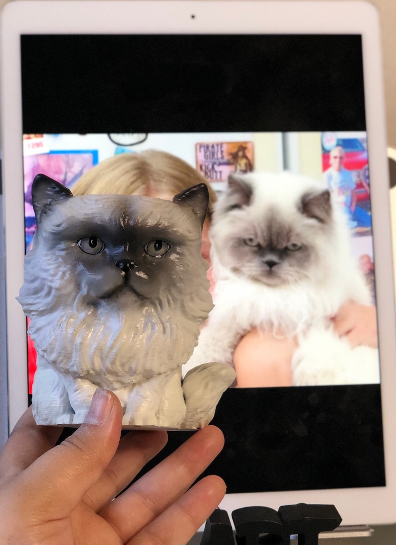 Personalized Cats figurine hand painted while using your photos as a reference Personalized cat sculpture for plants Cats