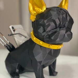 French Bulldog Desktop Organizer, 3D Printed, Makeup Organizer, Modern Art, Pen Organizer, Pen Holder, decoration figure image 7