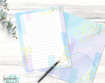 Printable Watercolor Note Page, Printable Abstract Note Page, Digital Lined Unlined Paper, Printable Watercolor Inserts, Scrapbook Page