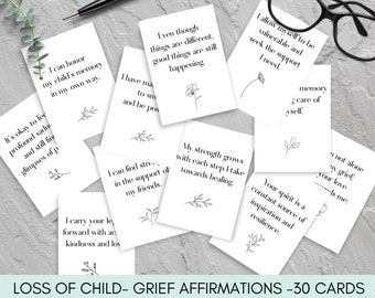 Printable Affirmation Cards for Grieving Parents | Loss of Child Support | Digital Download