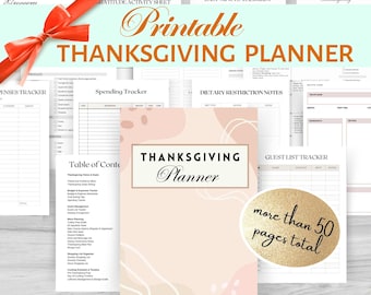 Printable Thanksgiving Planner, Digital Download Thanksgiving Planner