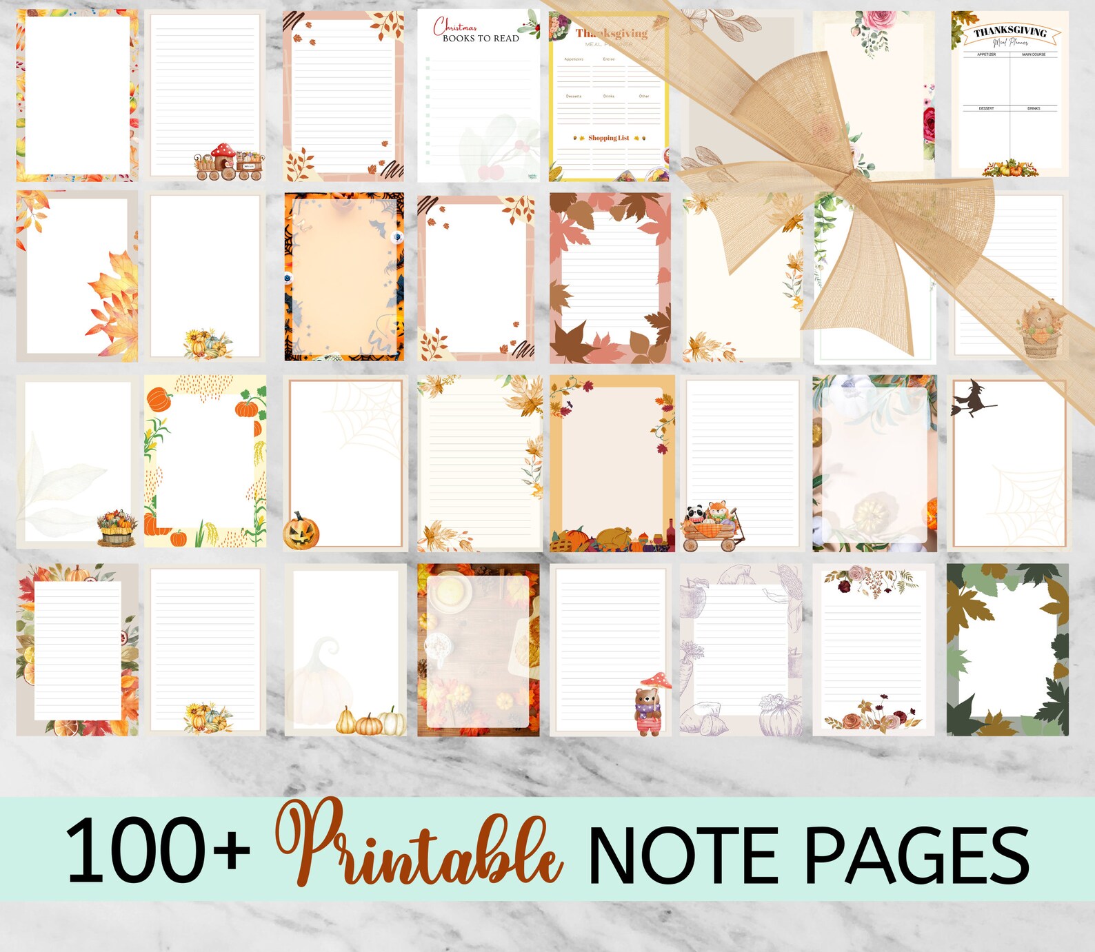 Printable Stationery Fall Autumn Instant Download Writing Letter