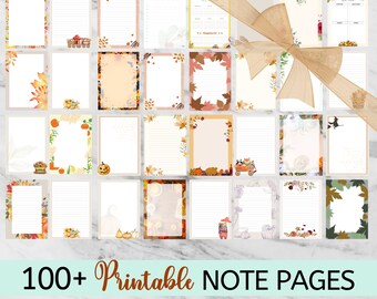 Printable Stationery Fall Autumn | Instant Download Writing Letter| Printable Fall Leaves Pumpkin Writing Paper