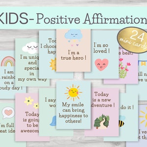 Kids Affirmation Cards, Positivitve Lunch Box Cards for Kids- Printable