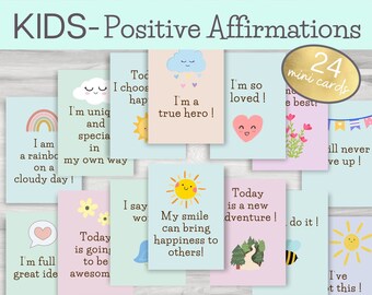 Kids Affirmation Cards, Positivitve Lunch Box Cards for Kids- Printable