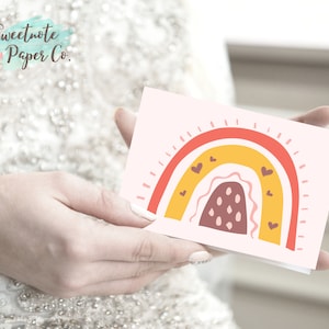 Printable Cute Rainbow Blank Cards, Cards Set, Instant Download,Pink Rainbow Print Card, Card pack, Printable Cards, Cute Rainbow Cards