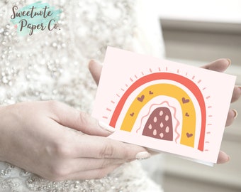 Printable Cute Rainbow Blank Cards, Cards Set, Instant Download,Pink Rainbow Print Card, Card pack, Printable Cards, Cute Rainbow Cards