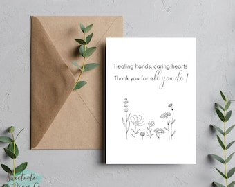 Printable Thank You Card for Nurses  | Thank You Healthcare Workers | Digital Download Card