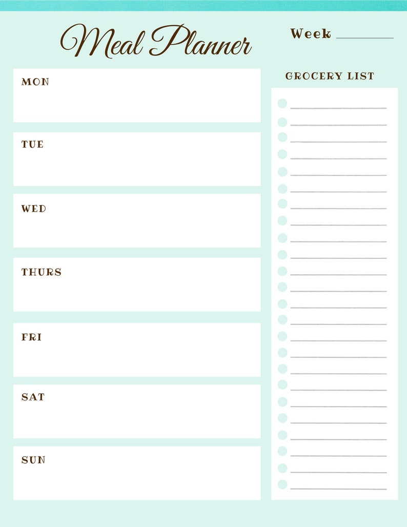 Meal Planner Printable Weekly Meal Planner A5 A4 Letter Mennu
