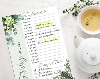 Printable 7 Day Planner Daily Planner, Greenery Daily Planner, Work Planner,  Hour Planner, Hourly Planner, A4 Letter Size, Greenery Planner