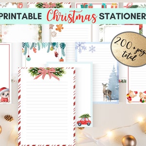 Printable Christmas Stationery Letter Paper, Digital Download Christmas A4 Writing Paper, Instant Download Christmas Pages