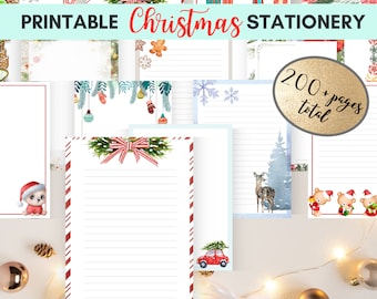 Printable Christmas Stationery Letter Paper, Digital Download Christmas A4 Writing Paper, Instant Download Christmas Pages