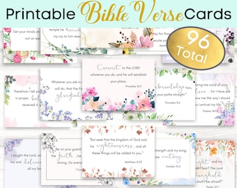 Printable Encouragement Bible Verse Cards, Digital Download Bible Scripture Cards
