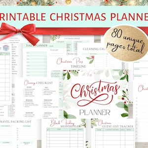 Planificador de Navidad imprimible, Planificador de vacaciones, Planificador de Navidad, Paquete de planificador de Navidad descargable