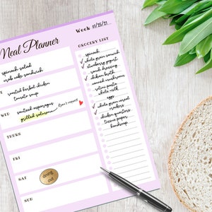 Meal Planner Printable, Weekly Meal Planner, A5, A4 Letter, Mennu Planning Notebook, Meal Tracker, Planner Inserts Purple printable planner