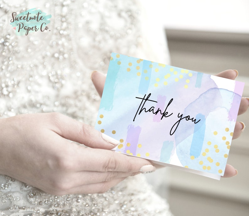 Printable Thank You Cards, Set of 6, Instant Download, Watercolor Print ...