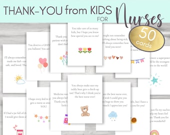 Nurses Appreciation Cards | Thank You Card for Nurses | Pediatric Nurse Gifts | Kids Thank You Nurse Notes