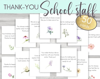 Printable School-Staff Thank You Cards | Appreciation Cards for School Staff