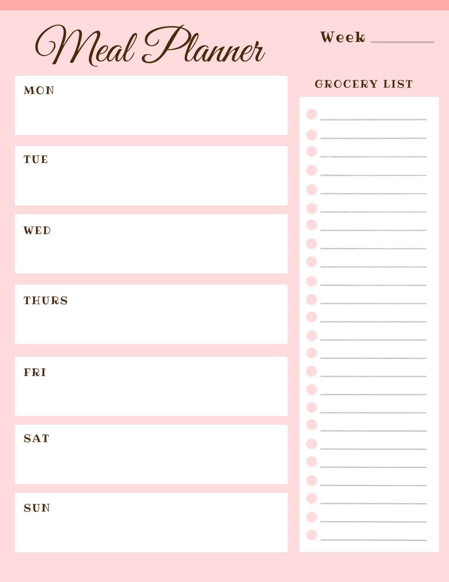 Meal Planner Printable Weekly Meal Planner A5 A4 Letter Mennu