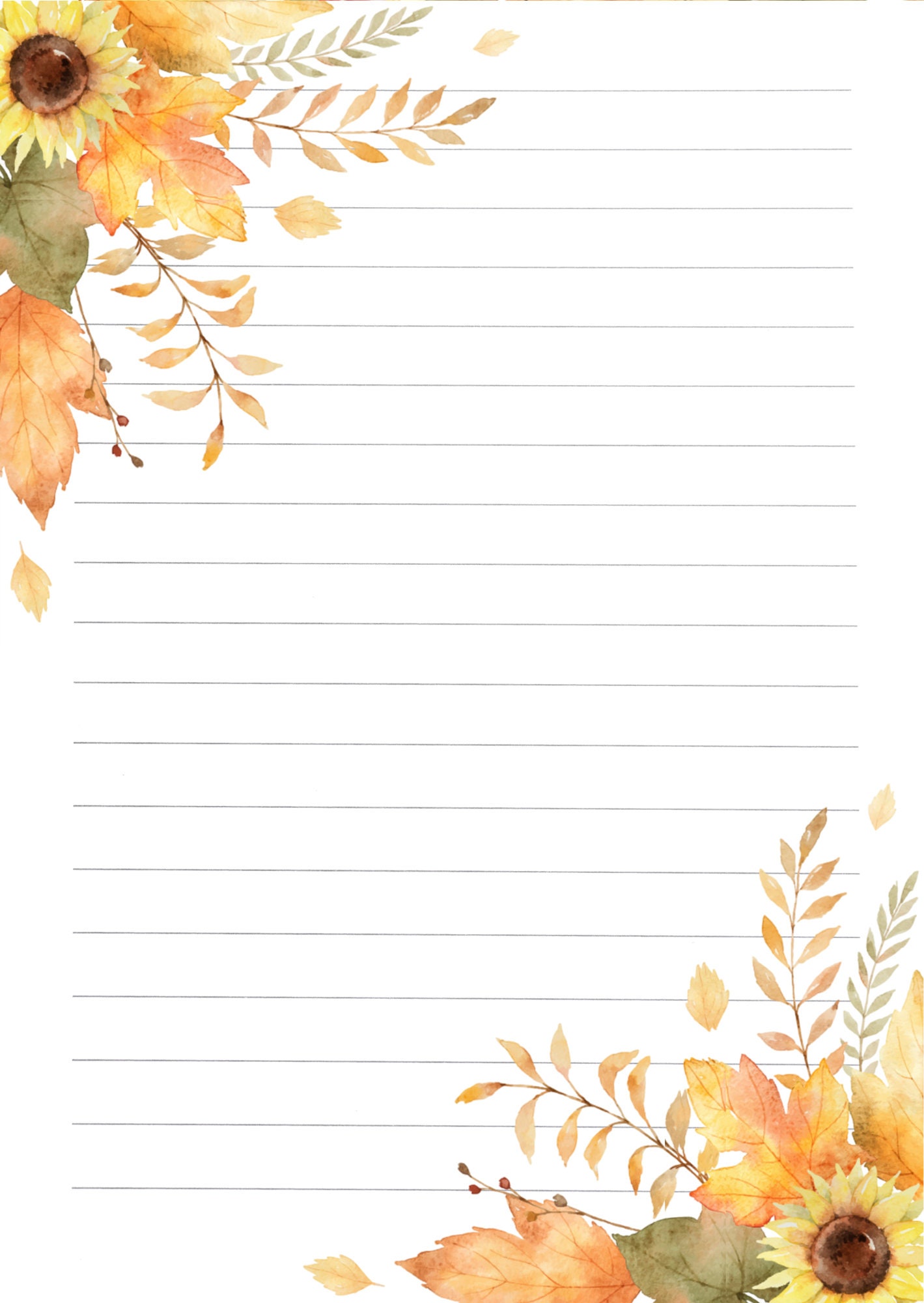 Printable Fall Season Note Page Fall Autumn Notebook Page Etsy UK