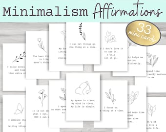 Printable Minimalism Cards, Simple Living, Minimalist Affirmation Cards