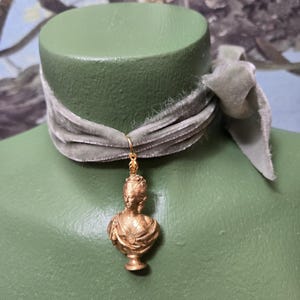 Marie antoinette on soft blue velvet ribbon choker