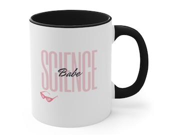 Science Babe, Science, Body, Anatomy, Queen Mary Anatomy, Black tea mug, pink cup, Sunglasses, Accent Coffee Mug, 1