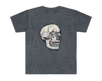 Skull, Head, Bones, Face, Science, Anatomy, Biology, Teeth, Smile, Skeleton, Halloween, Queen Mary Anatomy, Body, Unisex Softstyle T-Shirt