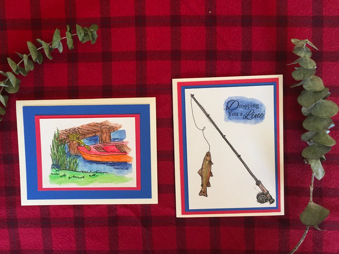 Dropping A Line Fishing Note Cards Set of 6 Etsy