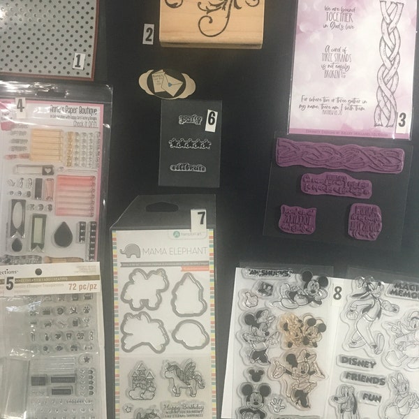 Assorted rubber and Polymer stamps for crafting