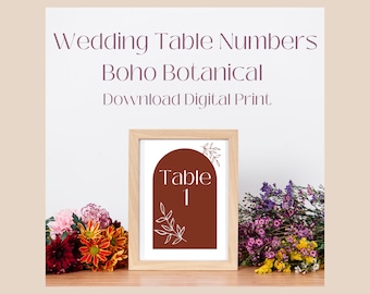 Boho Botanischer Bogen Minimalist Hochzeit Tischnummern Rost