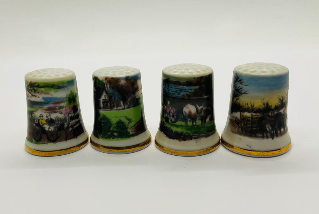 Vintage Porcelain Thimbles/set of Four/made in Japan/collectors ...
