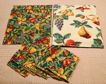 Fall Fruit Theme Placemats and Napkins, Reversible Placemats