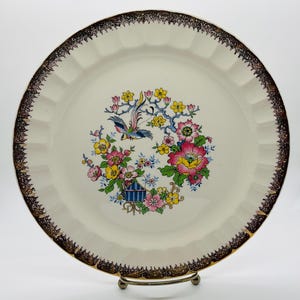 Cronin China Plates and Saucers, Pattern C013, Bird, Birdhouse and Floral