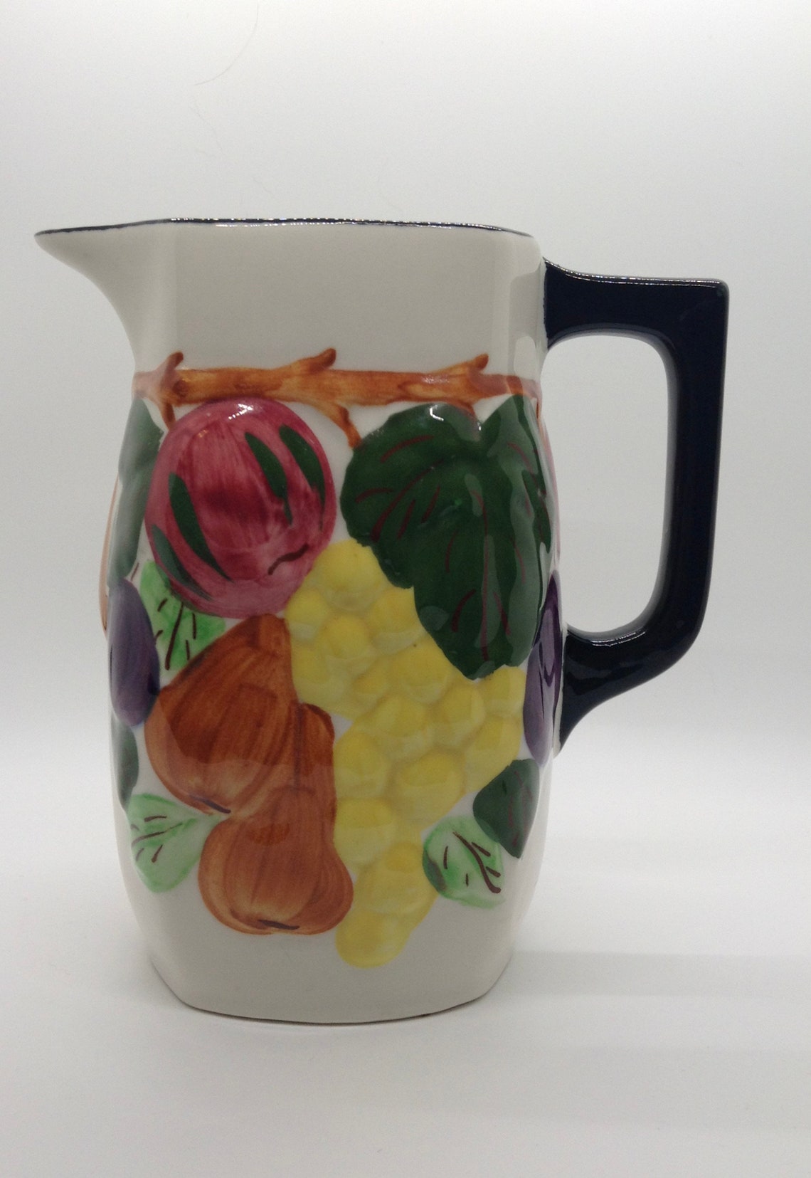 Blue Ridge pottery hand painted beverage pitcher fruit Etsy