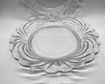 Vintage Cambridge Salad Plates in the Caprice Pattern/1936 to 1958/Vintage Clear Glass Plates