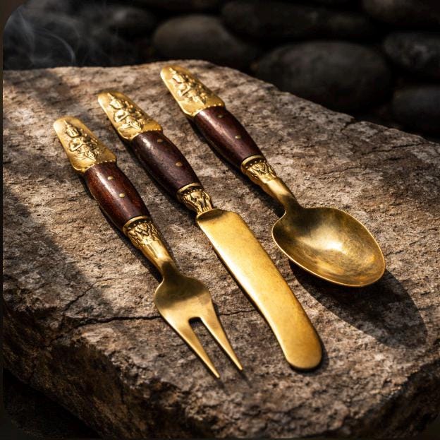 カトラリー(スプーン等) Thai Brass flatware Thai Brass Cutlery - Etsy