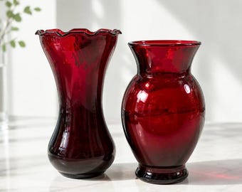 Royal Ruby Vases by Anchor Hocking