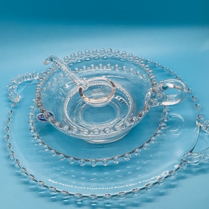 Vintage Imperial Glass/ Set of Platter, Plate, Bowl, and Spoon/ Beautiful Imperial Glass Set/ Vintage Glass