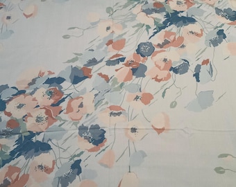 Vintage Springmaid Twin Sheet Set: Pale Blue Peach Floral Bedding