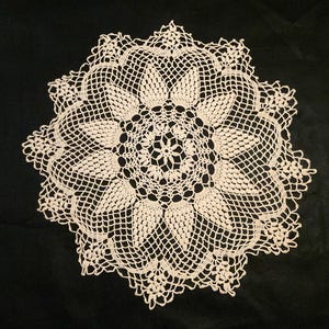 Vintage Hand Crocheted Doily-Table Topper/Off White/Hand Crafted