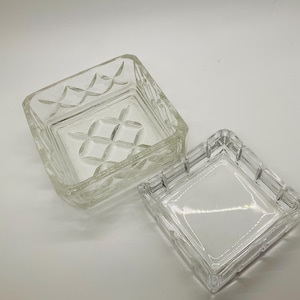 Two Square Glass Ring, or Dresser Dishes