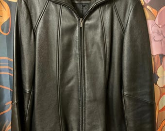 Kenneth Cole, Reaction Leather Coat, Women's Black, Size XL